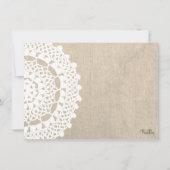 Lace Doily & Burlap Brautparty Party laden Einladung (Rückseite)