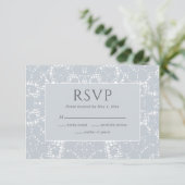 Lace Dusty Blue Dainty RSVP Card Karte (Stehend Vorderseite)