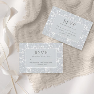 Lace Dusty Blue Dainty RSVP Card Karte