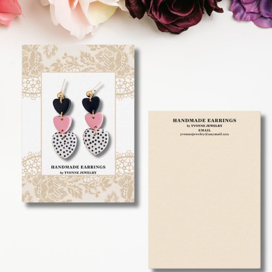 Lace Earring Jewelry Holding Card Visitenkarte