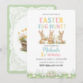 Lace Easter Egg Hunt Boy First Birthday Invitation Einladung (Vorne/Hinten)