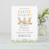 Lace Easter Egg Hunt Boy First Birthday Invitation Einladung (Stehend Vorderseite)