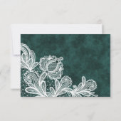 Lace Emerald Green Velvet Hochzeit speichern das D Save The Date (Rückseite)