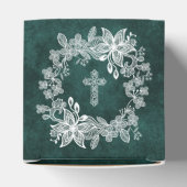 Lace Emerald Green Velvet Religious Wedding Cube Geschenkschachtel (Oben)