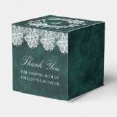 Lace Emerald Green Velvet Religious Wedding Cube Geschenkschachtel (Rückseite)