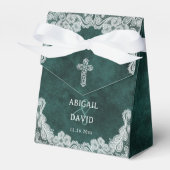 Lace Emerald Green Velvet Religious Wedding Zent Geschenkschachtel (Vorderseite)