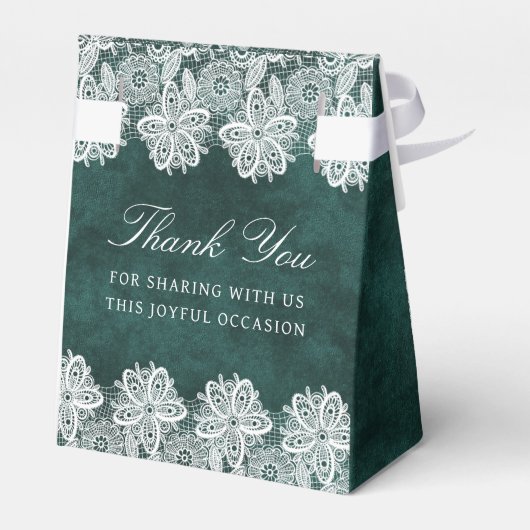 Lace Emerald Green Velvet Religious Wedding Zent Geschenkschachtel (Rückseite)