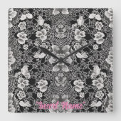 Lace Floral Harmony Quadratische Wanduhr (Vorderseite)