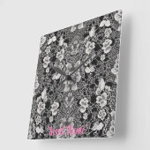 Lace Floral Harmony Quadratische Wanduhr (Winkel)