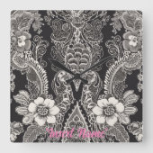Lace Floral Harmony Quadratische Wanduhr (Vorderseite)