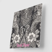 Lace Floral Harmony Quadratische Wanduhr (Winkel)
