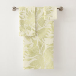 Lace Floral Textured Golden Beige Badhandtuch Set