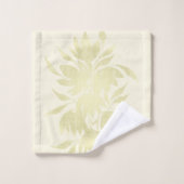 Lace Floral Textured Golden Beige Badhandtuch Set (Waschlappen)