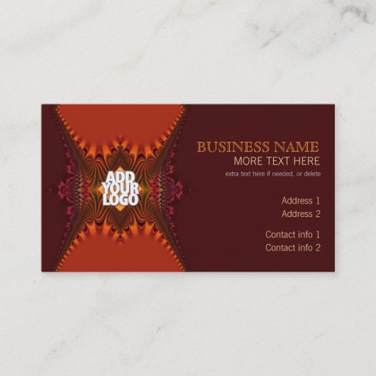 Lace Fraktal Orange Brown Business Card Visitenkarte (Vorderseite)