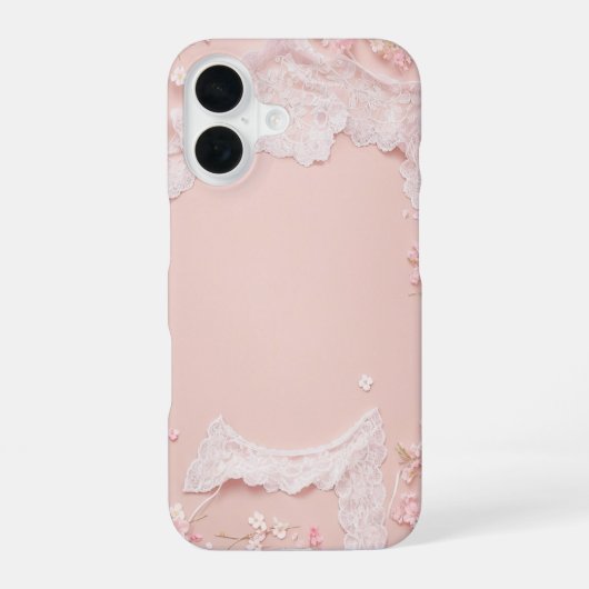 Lace Frame - Romantic Pastel Pink Phone Case iPhone 16 Hülle (Rückseite)