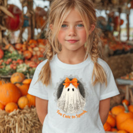 Lace Ghost in Orange Bow Ornate Frame Design Baby T-shirt
