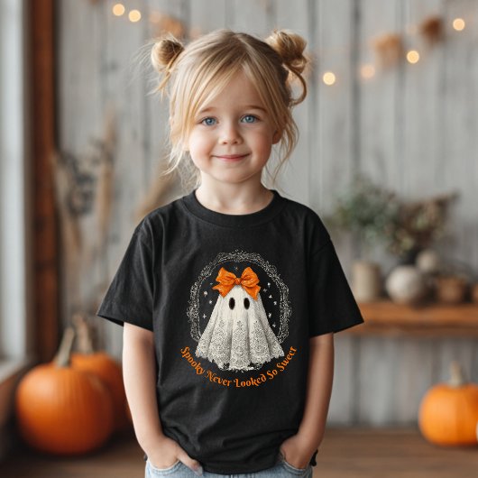 Lace Ghost with Bow in Wreath and Stars Baby T-shirt