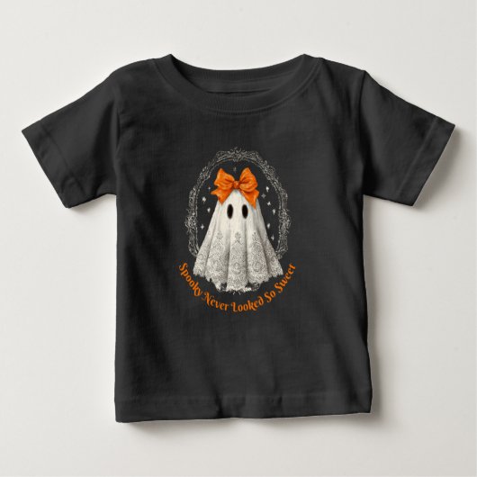 Lace Ghost with Bow in Wreath and Stars Baby T-shirt (Vorderseite)
