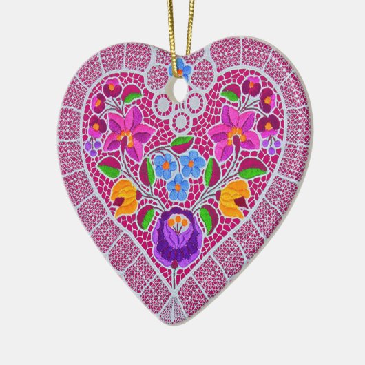 Lace Heart Keramikornament (Links)