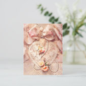 LACE HERZ, ROSE & PEARS von SHARON SHARPE Postkarte (Stehend Vorderseite)