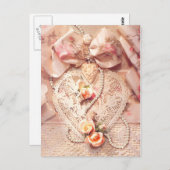 LACE HERZ, ROSE & PEARS von SHARON SHARPE Postkarte (Vorne/Hinten)