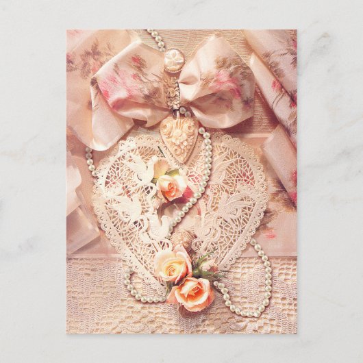 LACE HERZ, ROSE & PEARS von SHARON SHARPE Postkarte (Vorderseite)