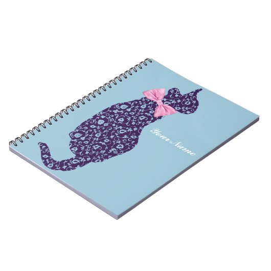 Lace Kitty Cat Silhouette Notebook Notizblock (Linke Seite)