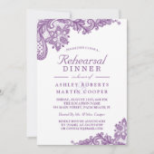 Lace Lavender Lila | Hochzeitsessen Probe Einladung (Vorderseite)