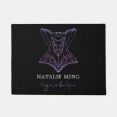 Lace Lingerie Boutique Logo Schwarz Lila Fußmatte (Vorderseite)