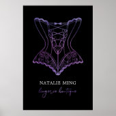 Lace Lingerie Boutique Logo Schwarz Lila Poster (Vorne)