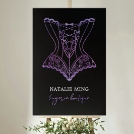 Lace Lingerie Boutique Logo Schwarz Lila Poster