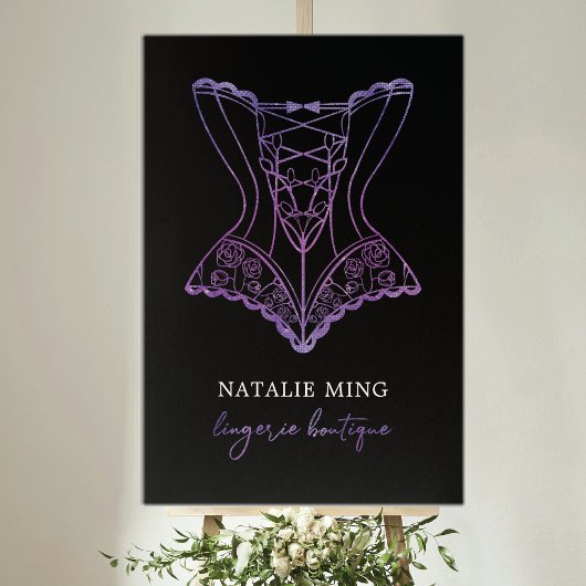 Lace Lingerie Boutique Logo Schwarz Lila Poster