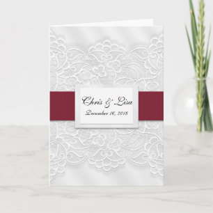 Lace Look Deep Red Wedding Announcement 12x18 Einladung