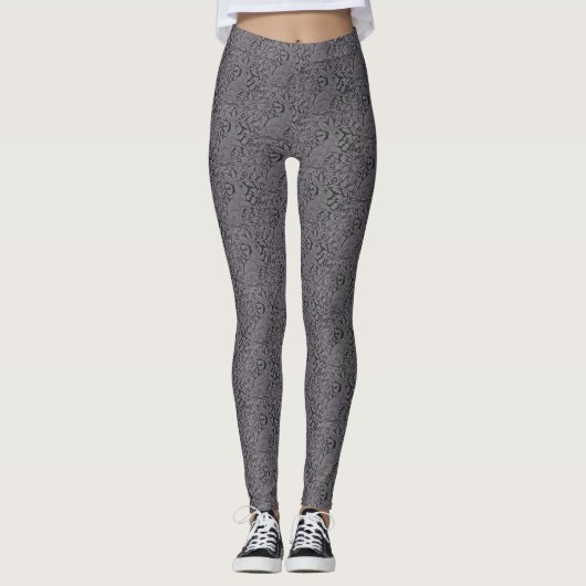 Lace Look Gray Rabbit Muster Frauen Leggings (Vorderseite)
