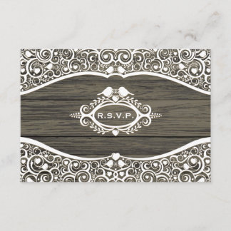 Lace Love Birds Vine Pattern R.S.V.P. RSVP Karte