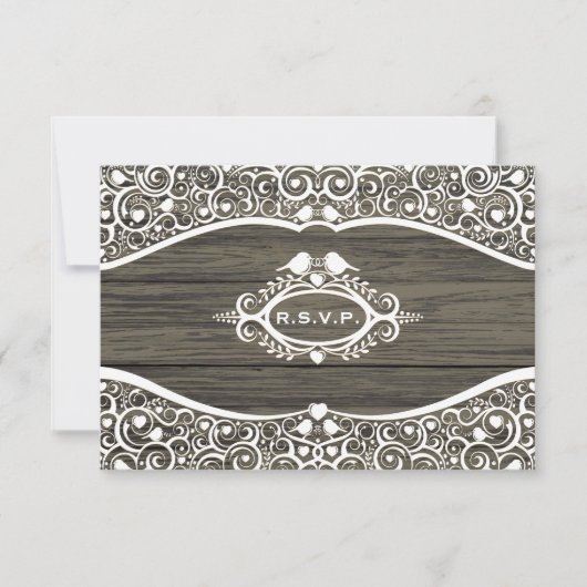 Lace Love Birds Vine Pattern R.S.V.P. RSVP Karte (Vorderseite)