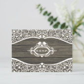 Lace Love Birds Vine Pattern R.S.V.P. RSVP Karte (Stehend Vorderseite)