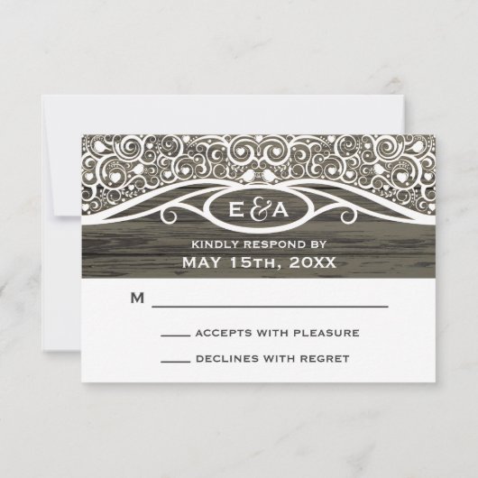 Lace Love Birds Vine Pattern R.S.V.P. RSVP Karte (Rückseite)