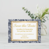 LACE LUXE NAVY GOLD SAVE THE DATE (Stehend Vorderseite)