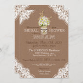 Lace Mason Jar Daisis Rustikales Brautparty Einladung (Vorne/Hinten)