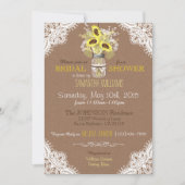 Lace Mason Jar Sunflower Rustikales Brautparty Einladung (Vorderseite)