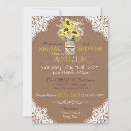 Lace Mason Jar Sunflower Rustikales Brautparty Einladung