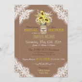 Lace Mason Jar Sunflower Rustikales Brautparty Einladung (Vorne/Hinten)