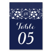 Lace Monogram Wedding Tischnummer Card (Vorderseite)