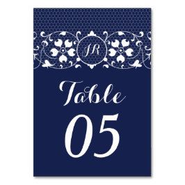 Lace Monogram Wedding Tischnummer Card