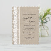 Lace of White on Burlap Probe Dinner Einladung (Stehend Vorderseite)