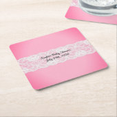 Lace Pink Baby Dusche Rechteckiger Pappuntersetzer (angewinkelt)