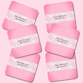 Lace Pink Baby Dusche Rechteckiger Pappuntersetzer