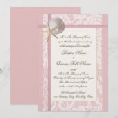 Lace Pink Beach Wedding Einladung (Vorne/Hinten)