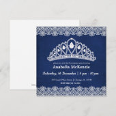 Lace Quinceanera (blau) Einladung (Vorne/Hinten)